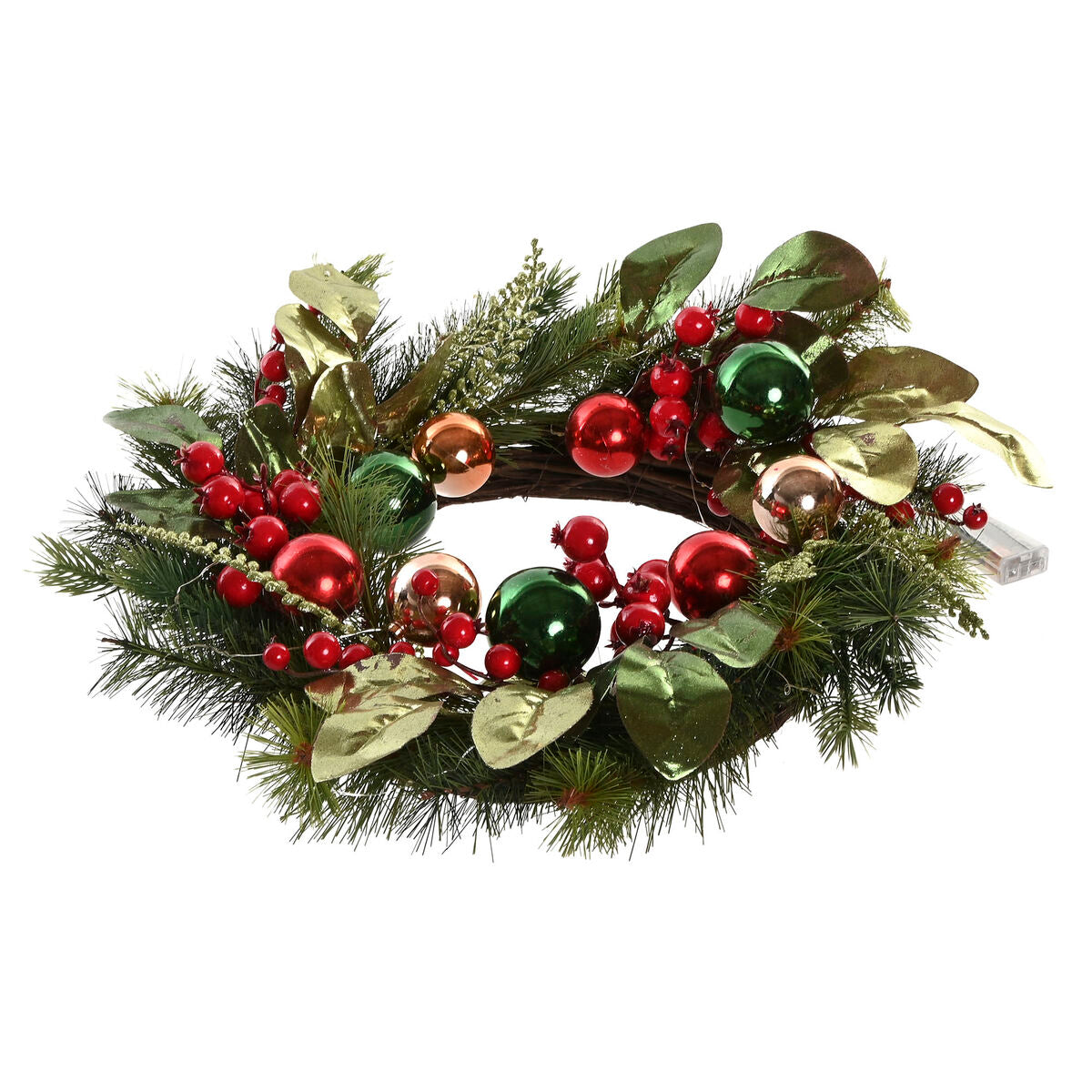Röd & Grön LED-adventskrans i PVC 50×15×50 cm