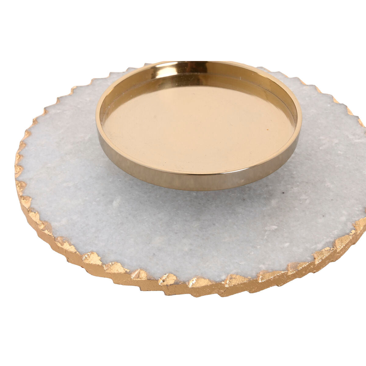 Ljusstake Vit & Guld i Kristall och Marmor 25 x 25 x 27 cm