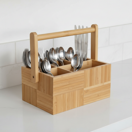 Bestickkorg i naturlig bambu