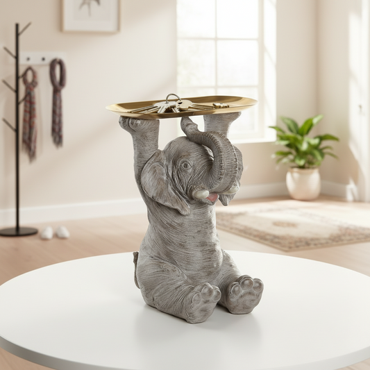 Prydnadsfigur Elefant Grå & Guld