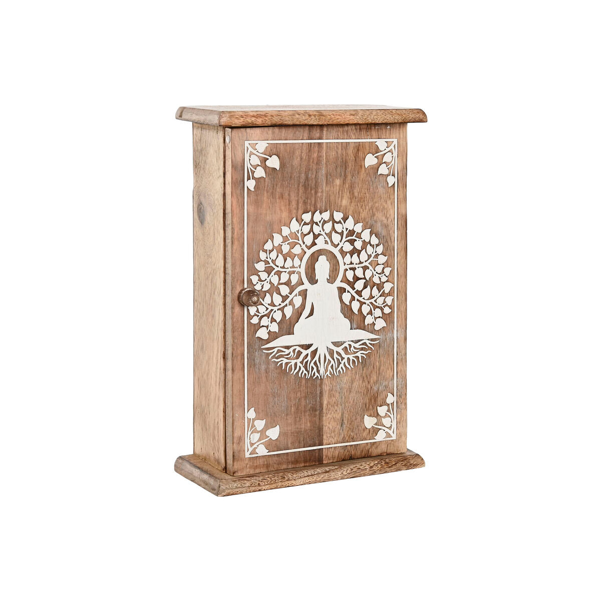 Nyckelskåp i mangoträ med Buddha-design