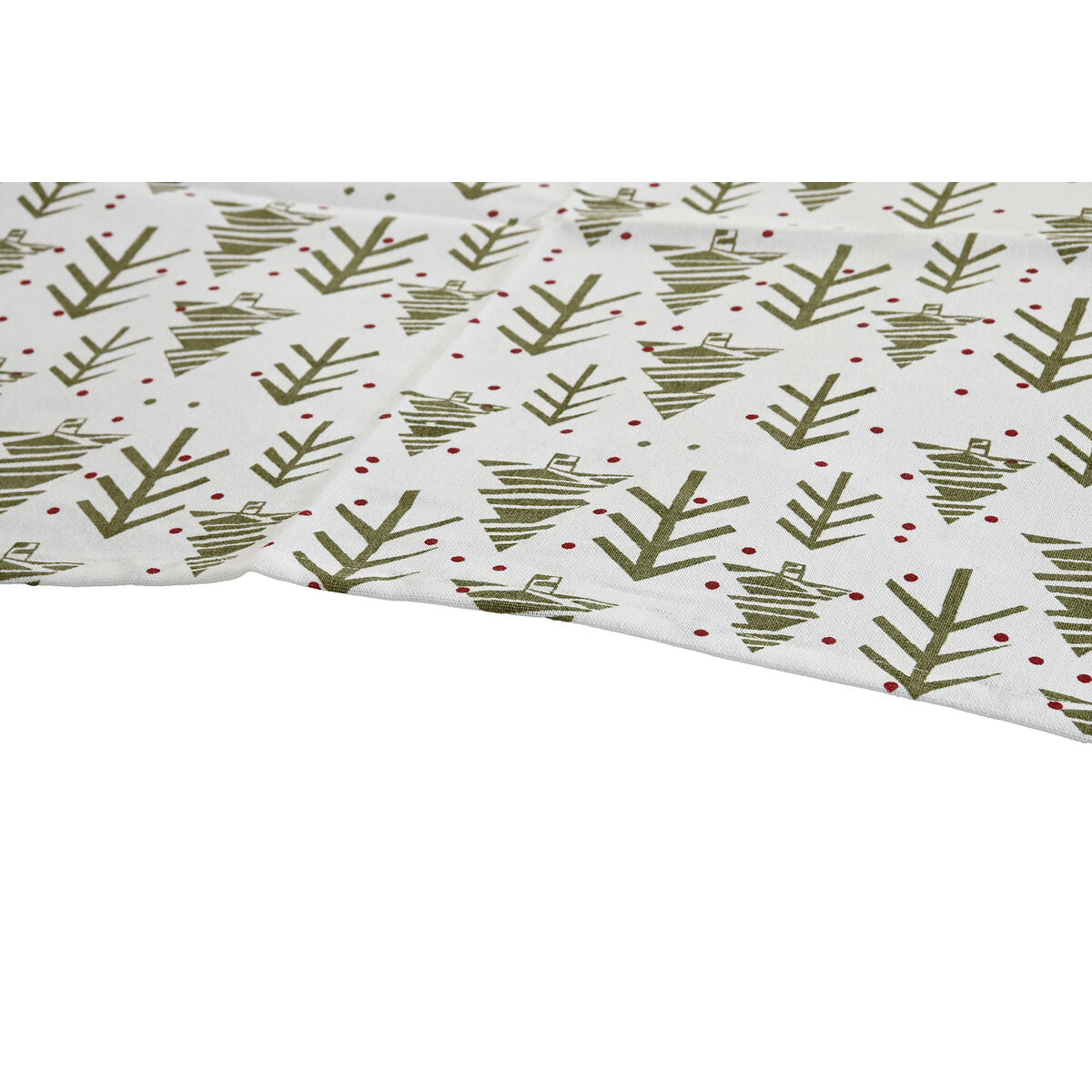 Bordslöpare Jul – Vit, Grön & Beige med Granmotiv 50 × 150 cm