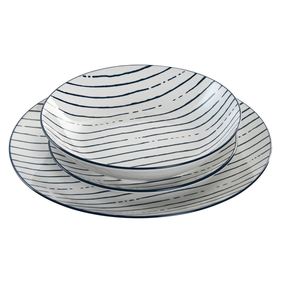 Servis i Porslin 18 delar Blå, Mediterranean Stripes