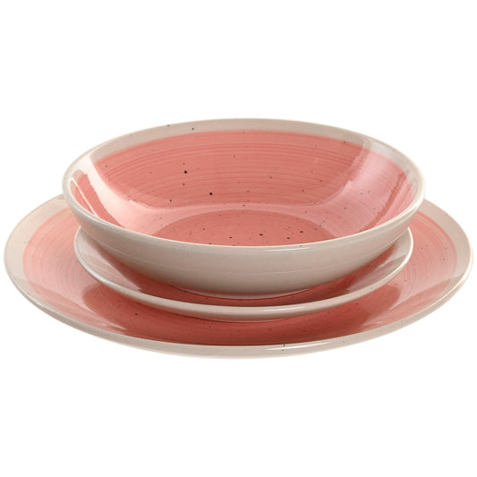 Servis Vit/Rosa – 18 delar i stengods