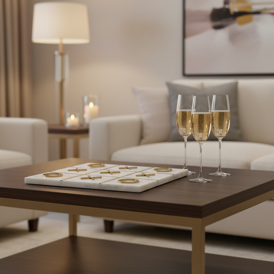 Tre-i-rad Spel Vit & Guld