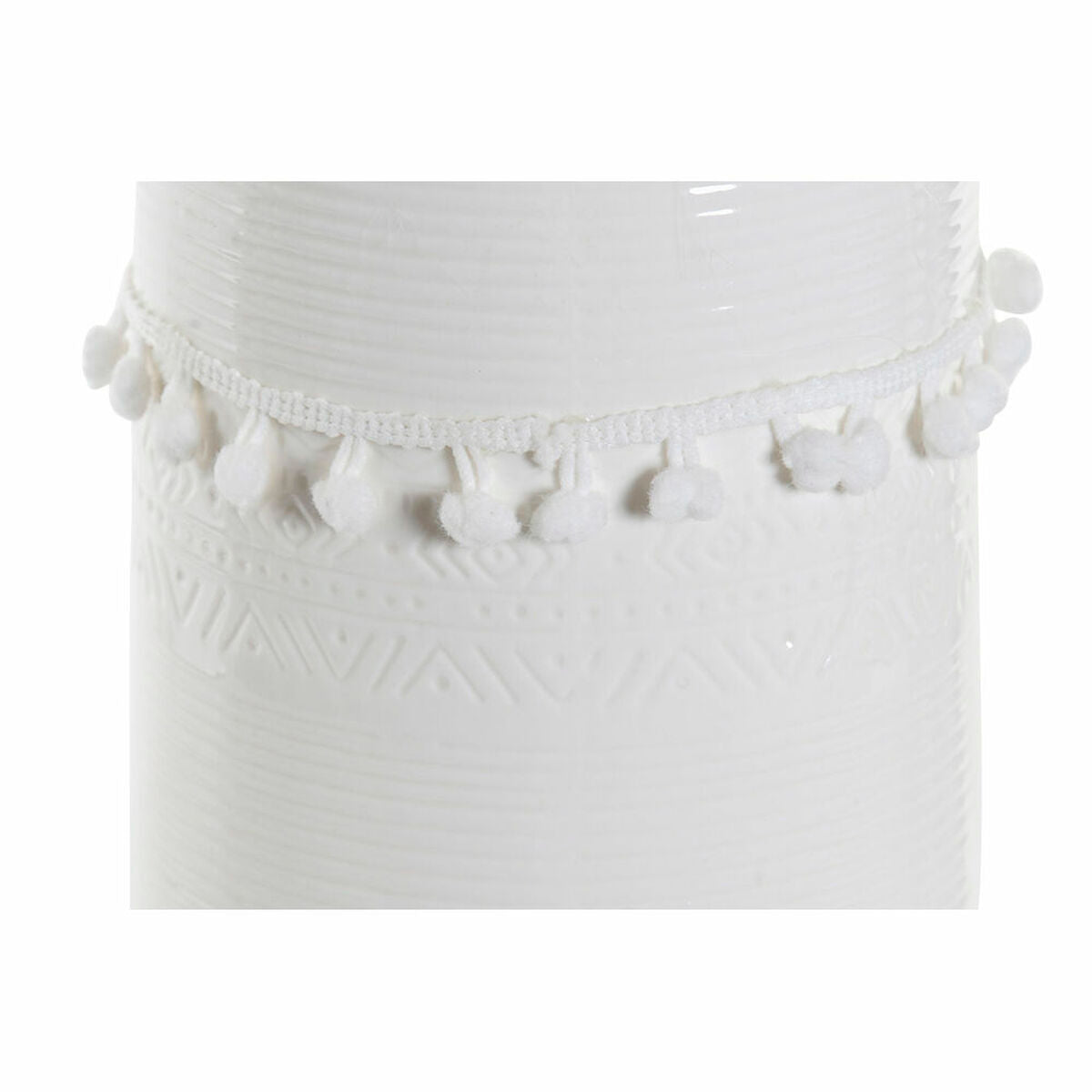 Vas Vit med Pompom-design