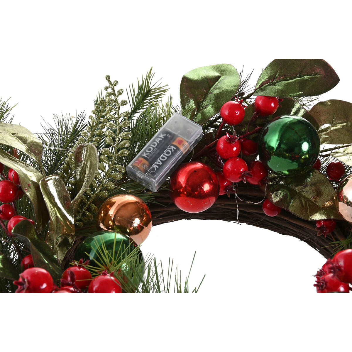 Röd & Grön LED-adventskrans i PVC 50×15×50 cm