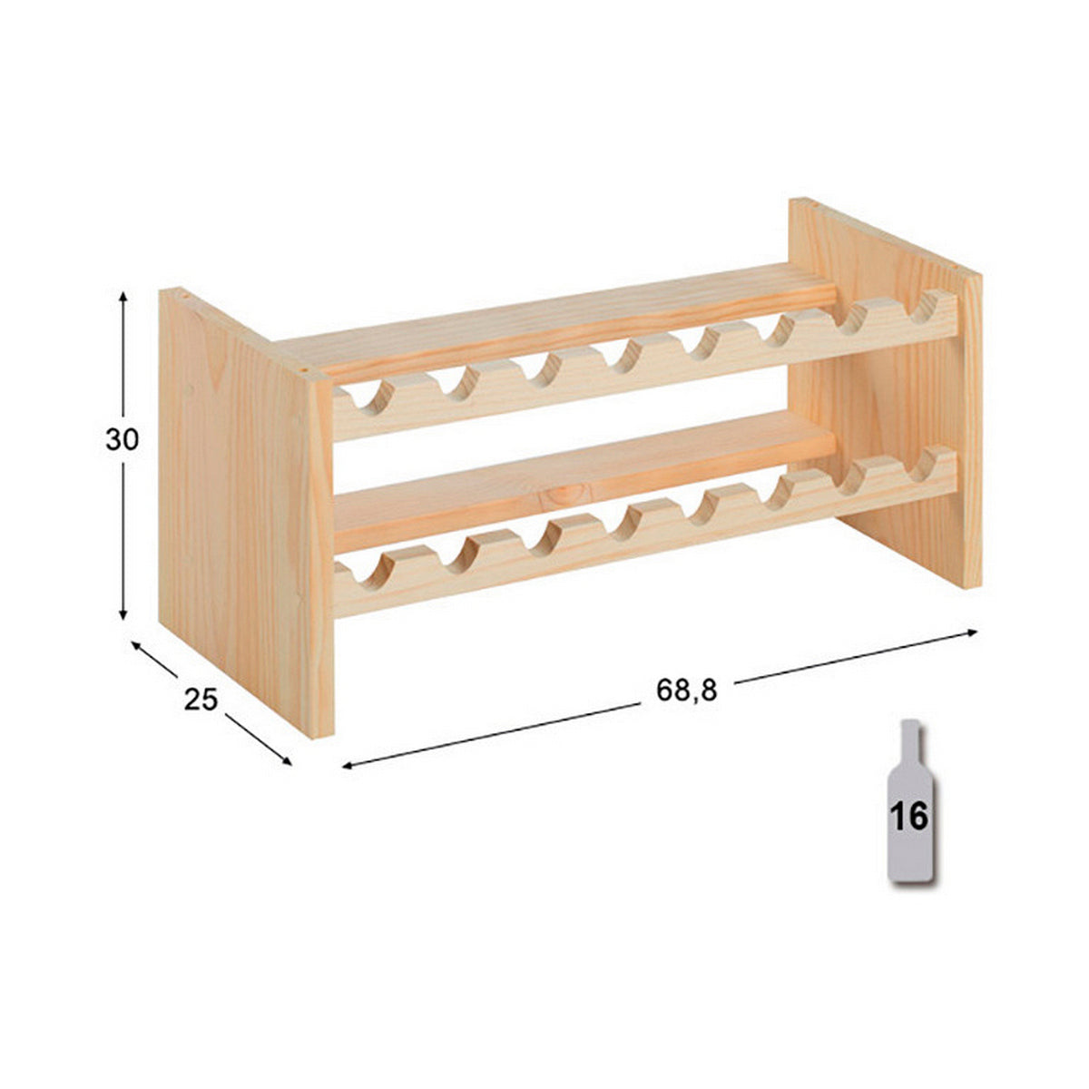 Flaskställ – Stapelbart & Rustikt 68,8 × 25 × 30 cm