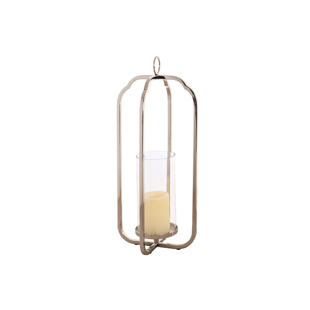 Ljusstake Silver i Kristall och Stål 21 x 21 x 49 cm