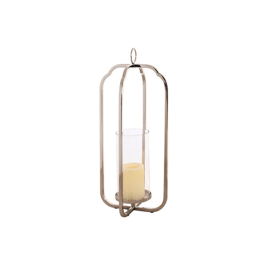 Ljusstake Silver i Kristall och Stål 21 x 21 x 49 cm