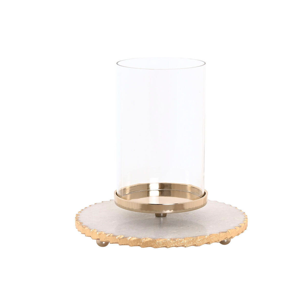 Ljusstake Vit & Guld i Kristall och Marmor 25 x 25 x 27 cm