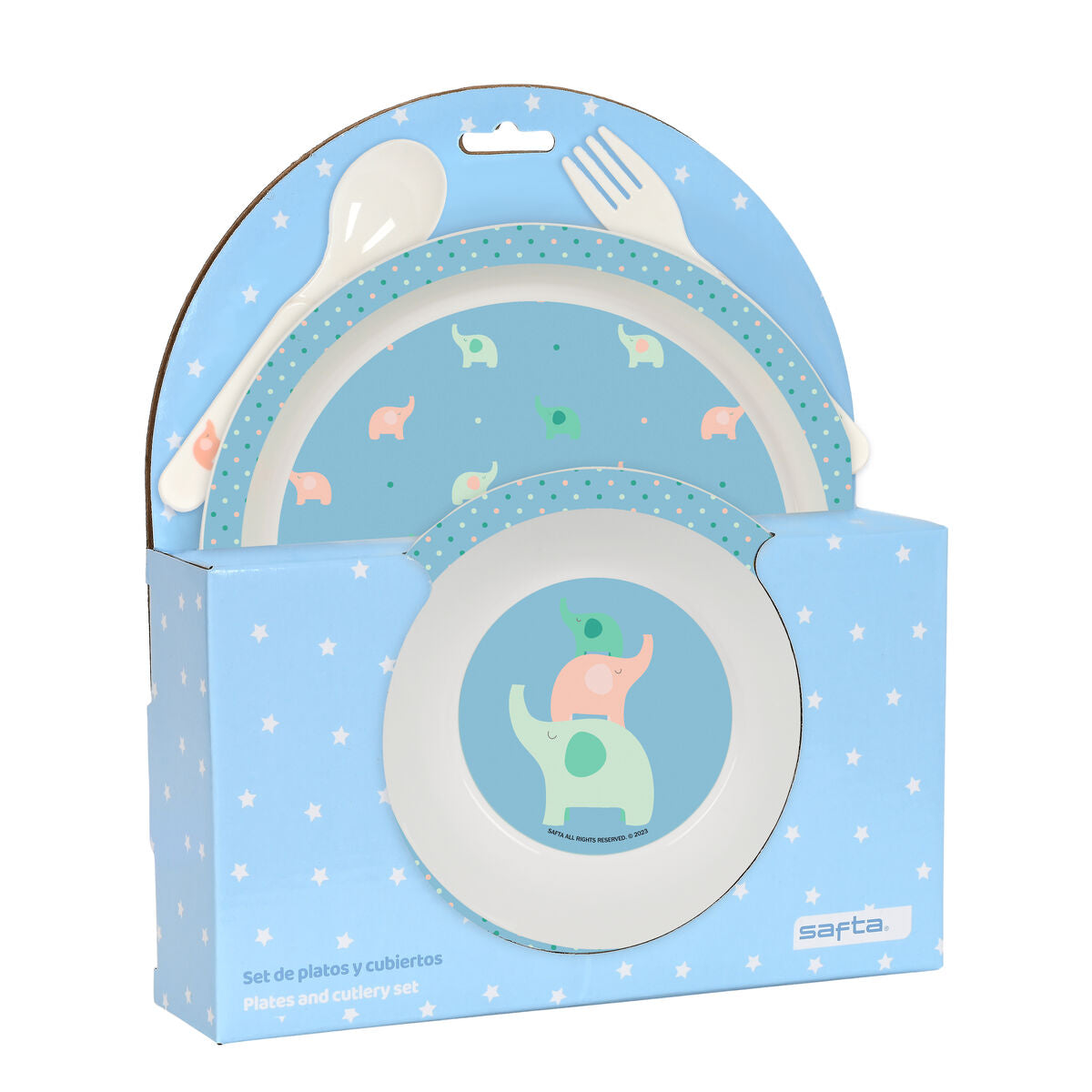 Barnservis Elefanter – 4-delars set i mintgrönt