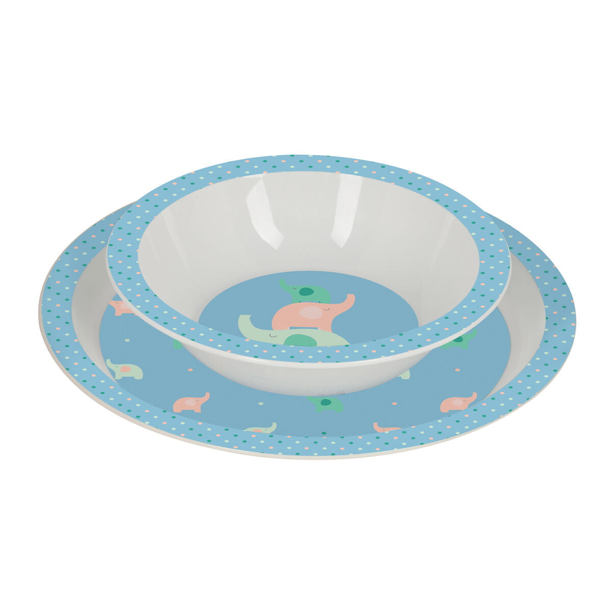 Barnservis Elefanter – 4-delars set i mintgrönt