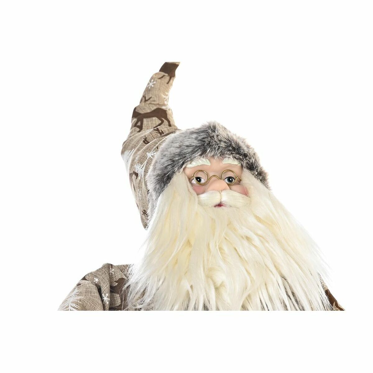 Tomte i rött och grått trä och polyester 42x22x48 cm