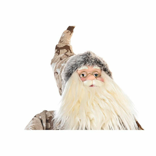 Tomte i rött och grått trä och polyester 42x22x48 cm