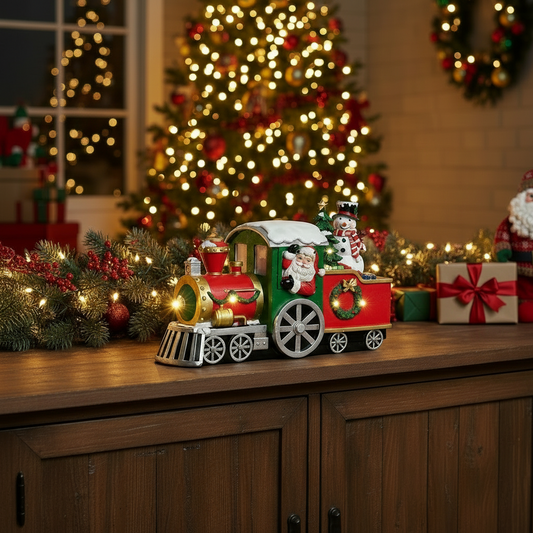 LED-juldekoration Tåg i klassiska julfärger