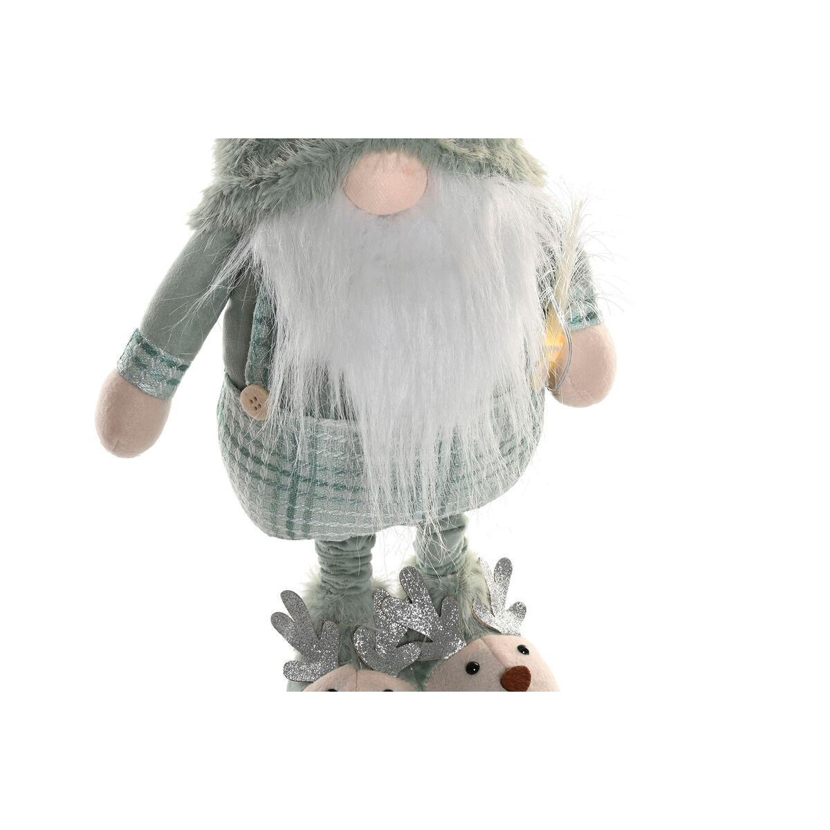 LED-belyst Tomte i vitt och grönt 65 cm