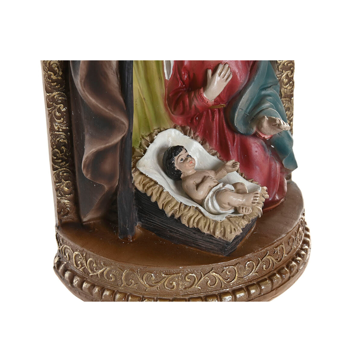 Färgglad julkrubba i resin 11×10,5×22,5 cm