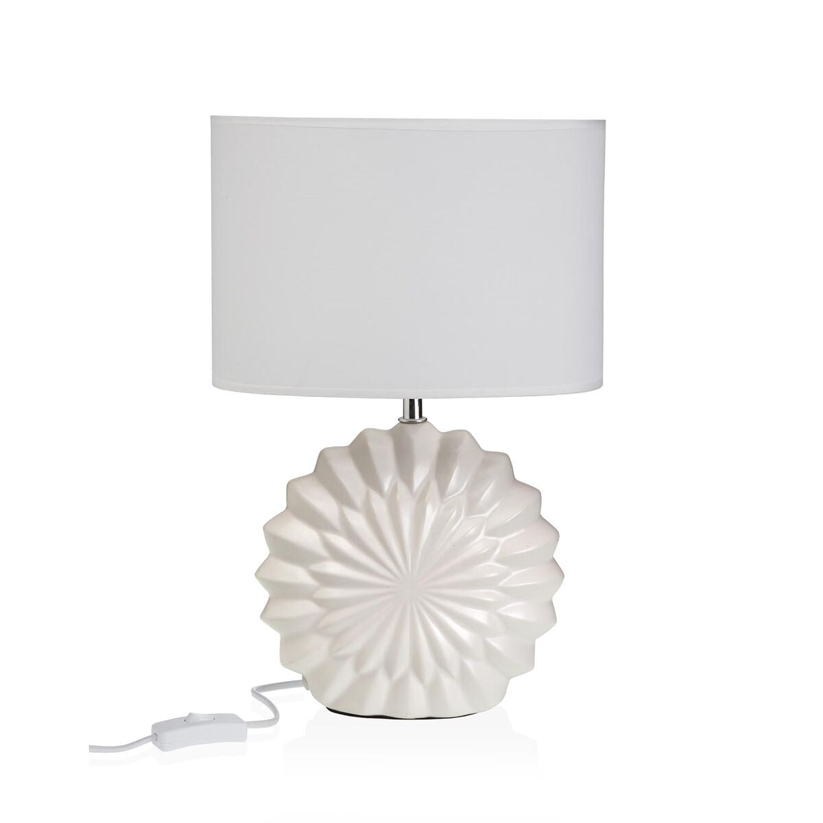 Bordslampa Vit i keramik och textil