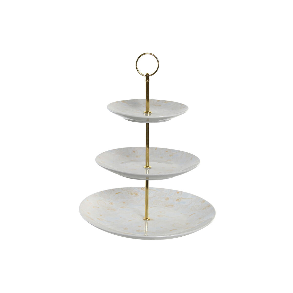 3-vånings serveringsfat Blå & Rosa med metallstativ