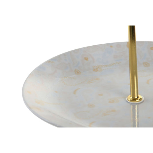 3-vånings serveringsfat Blå & Rosa med metallstativ