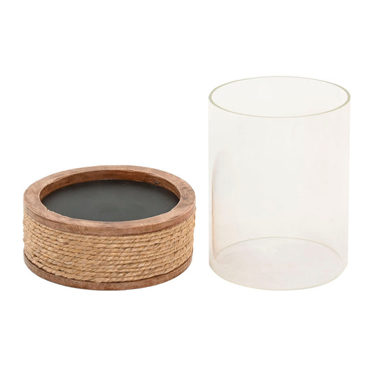 Ljusstake Home i glas och mangoträ
