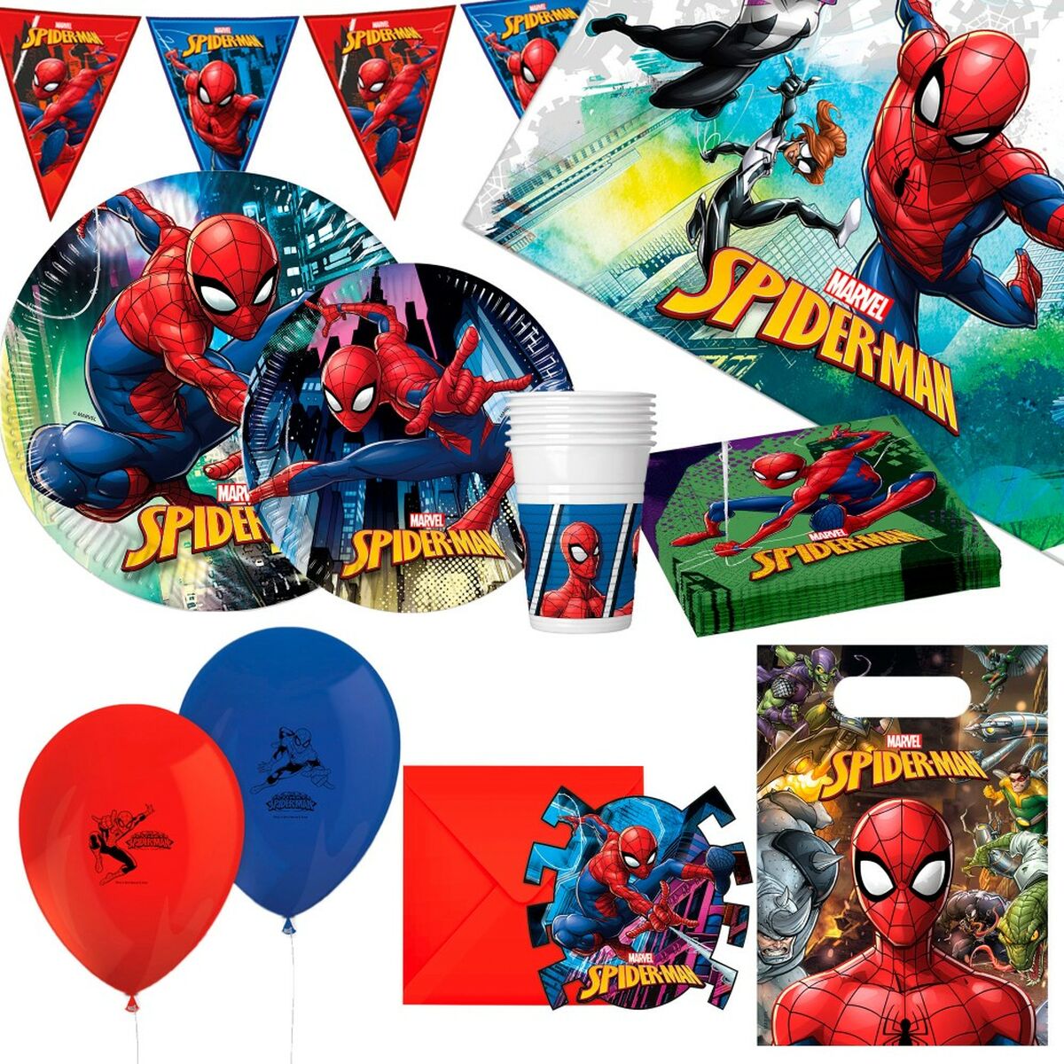 Partyset Spider-Man – 66 delar för barnkalas