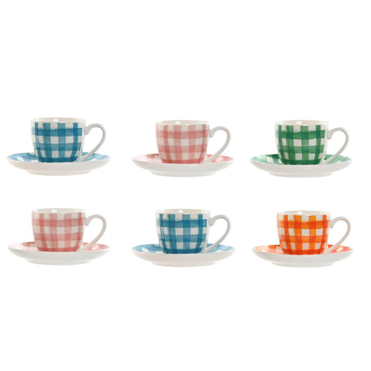 Kaffekoppar med Fat Rutig Mediterranean
