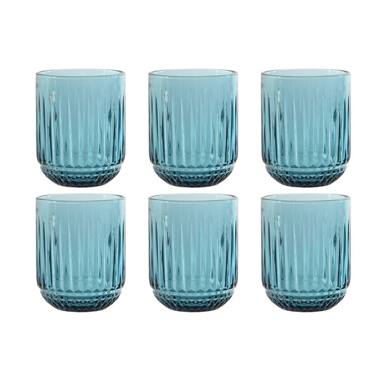 Set med glas – Blå kristall 6 st
