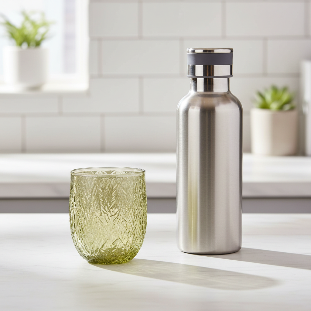 Glas Grön kristall med relief – 360 ml (6 st)