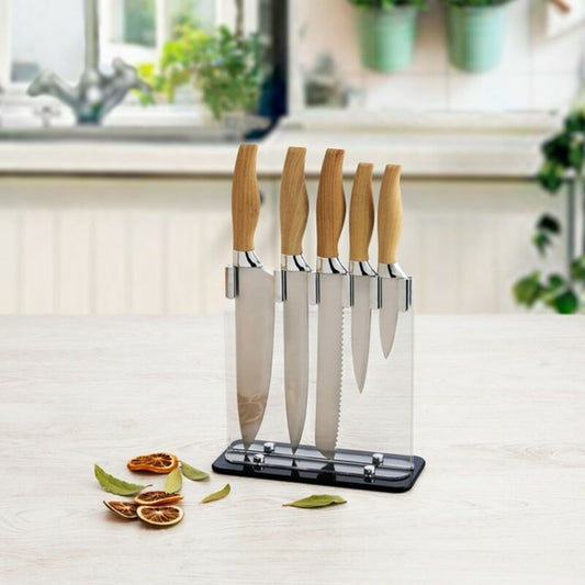 Knivset med ställ i 5 delar