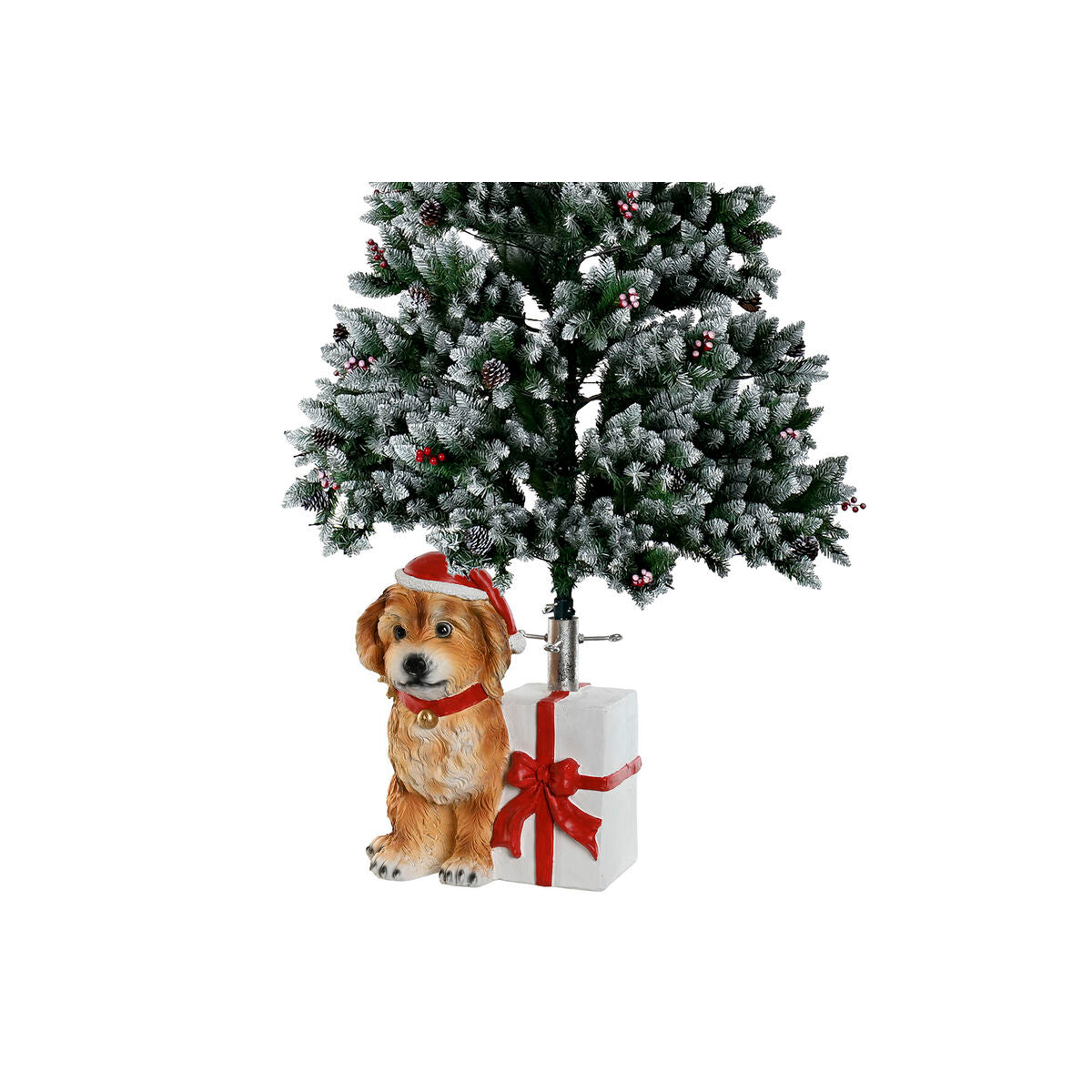 Julgransfot i vitt, brunt och rött 33,5x33x43 cm