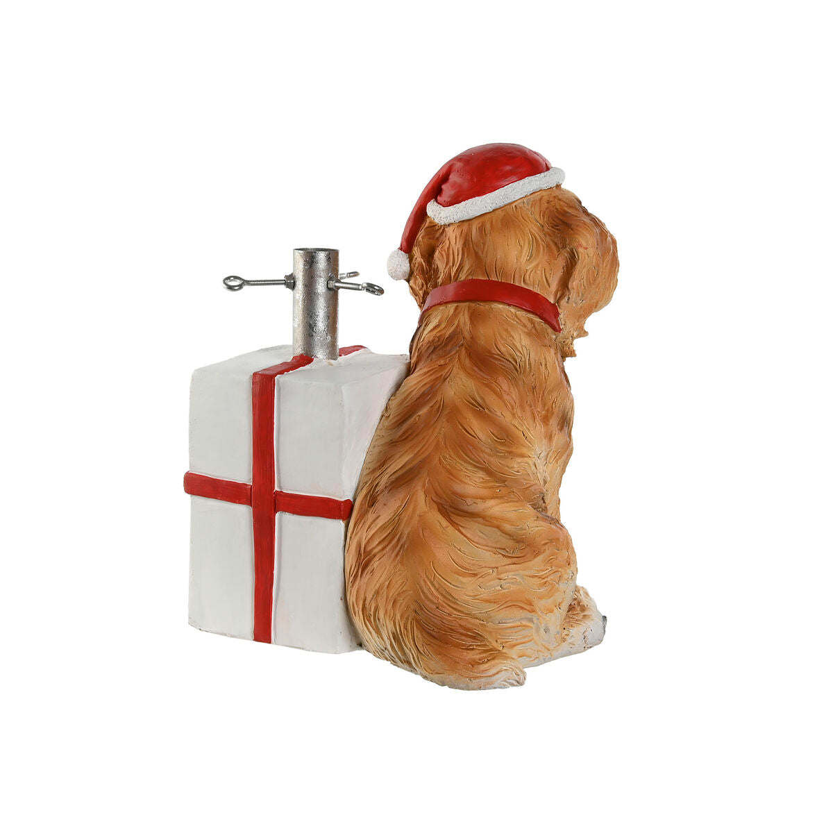 Julgransfot i vitt, brunt och rött 33,5x33x43 cm