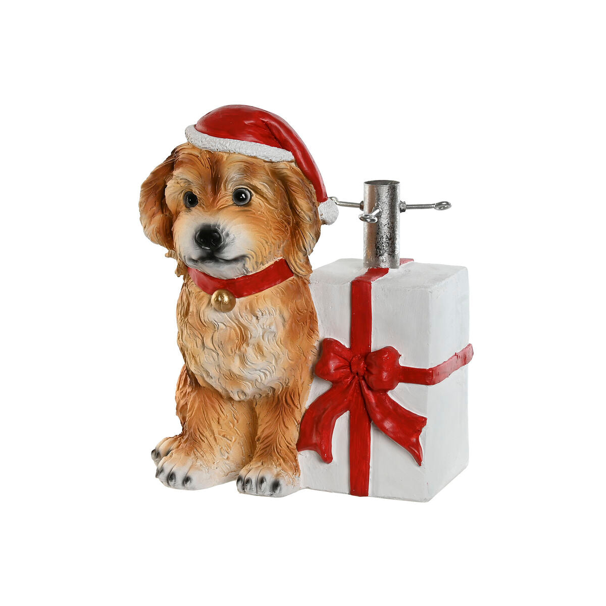 Julgransfot i vitt, brunt och rött 33,5x33x43 cm