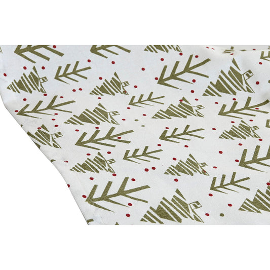 Bordslöpare Jul – Vit, Grön & Beige med Granmotiv 50 × 150 cm
