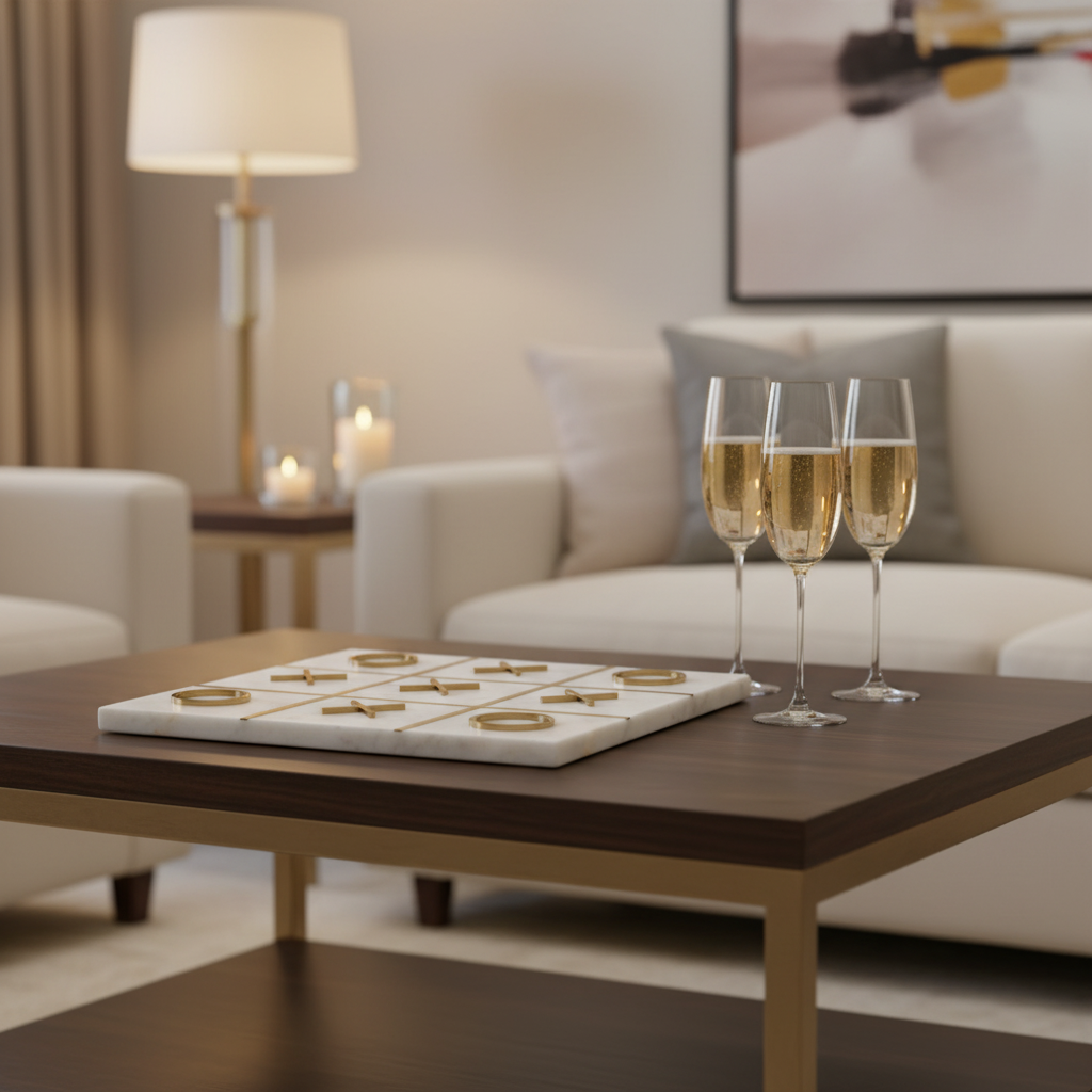 Tre-i-rad Spel Vit & Guld